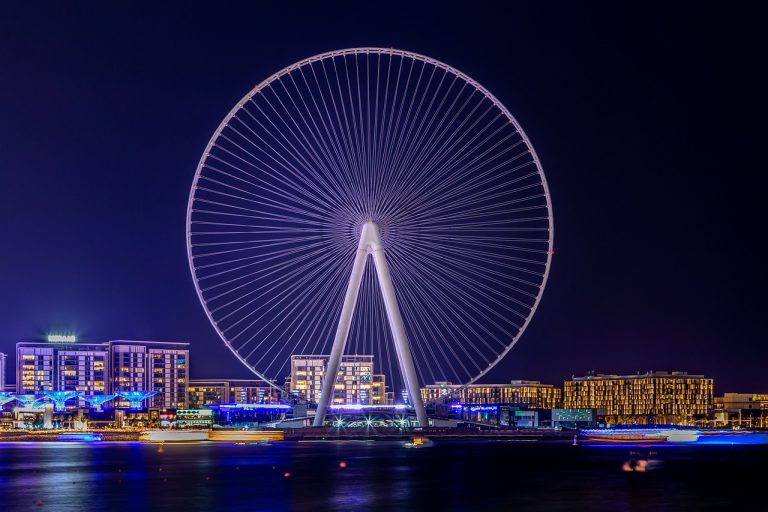 ferris wheel, landscape, dubai