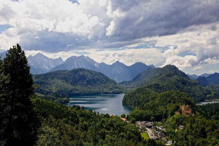 alpsee, lake, mountains