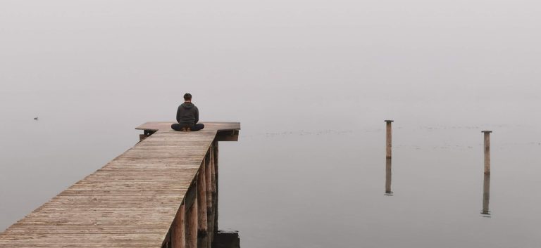 meditate, lake, mood